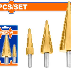 3-Piece HSS Step Drill Bit Cone Set - 4-12/4-20/4-32mm, 2mm Increments, Hex Shank