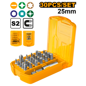 30-Piece 25mm Screwdriver Bit Set P10 - PH/PZ/SL/Torx/Hex/Square, Magnetic Holder