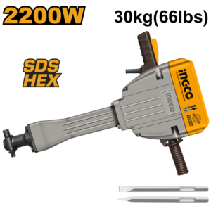 2200W Heavy-Duty Demolition Breaker - 75J, 950 BPM, 30kg, 4m Cable