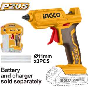 20V Cordless Hot Glue Gun - 15-18g/min, 11.2mm Sticks, 60s Heat-Up, 3 Sticks