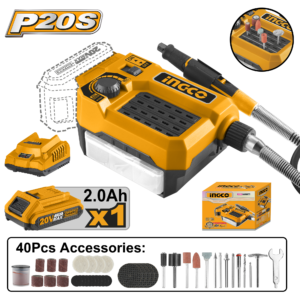 20V Brushless Cordless Rotary Tool Grinder - 33,000 RPM Variable, Flex Shaft, 2.0Ah Battery