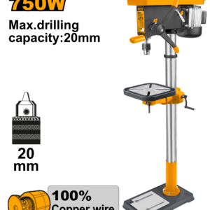 750W 16-Speed Floor Drill Press - 20mm Capacity, 210-3200 RPM, 270mm Table