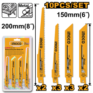 10-Piece Bi-Metal Reciprocating Saw Blade Set - Wood/Metal/Nail