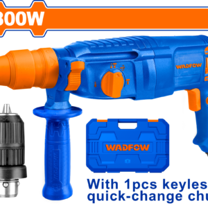 800W Rotary Hammer with Keyless Chuck - 2.5J, 26mm, 5 Bits, Case