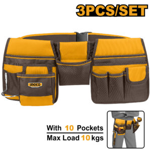3-Piece Tool Belt Pouch Set - 26x23cm + 17x14cm, 1680D, 10 Pockets + Hammer Loop