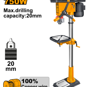 750W 16-Speed Drill Press - 20mm Chuck, 180-2770 RPM, 290mm Table