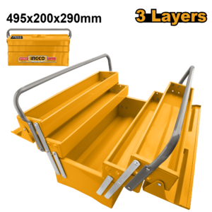 Large 3-Tier Steel Tool Chest - 495x200x290mm, 0.6-0.8mm, 5.0kg Capacity