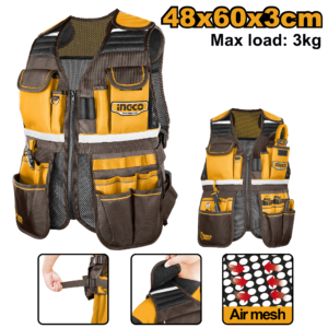 Tool Vest with Multiple Pockets and Adjustable Fit