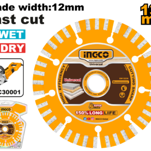 130mm (5") Dry Diamond Blade - 12mm Turbo, 20mm Bore, 1.6mm Core