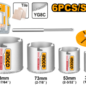 6-Piece Carbide Grit Hole Saw Set