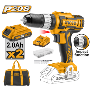 20V Brushless Cordless Impact Drill Kit with Canvas Bag C5 - 45Nm, 50 Accessories, Dual 2.0Ah