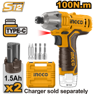 12V Brushless Compact Cordless Impact Driver - 100Nm, Dual 1.5Ah Batteries, USB-C