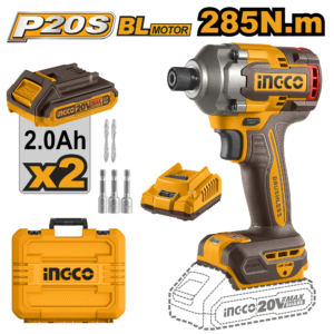 20V Brushless High-Torque Cordless Impact Driver - 285Nm, Dual 2.0Ah Batteries, Nut Setters