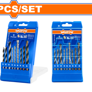 9-Piece Drill Bits Set (HSS, Masonry, Wood)