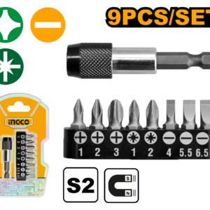 9-Piece S2 Steel Magnetic Screwdriver Bit Set with Quick-Release Holder
