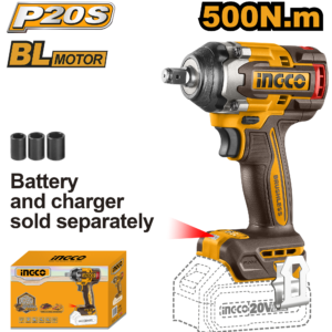 20V Brushless High-Torque Cordless Impact Wrench Bare Tool - 500Nm/650Nm, 3 Sockets, Belt Clip