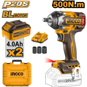 20V Brushless Cordless Impact Wrench 1/2" - 500Nm/650Nm Break, 3-Speed, Dual 4.0Ah Batteries