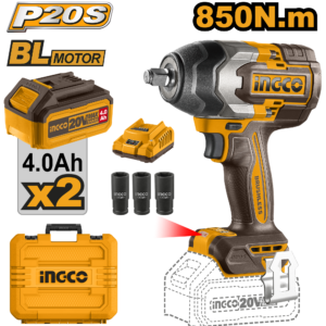 20V Brushless 1/2" Impact Wrench Kit - 850Nm/1000Nm, Dual 4.0Ah Batteries