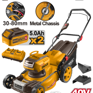 40V (2x20V) Brushless Lawn Mower - 460mm Deck, 60L Bag, 8-Height, Dual 5.0Ah