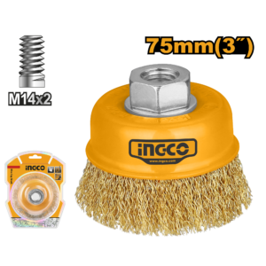 75mm Fine Wire Cup Brush with M14 Thread for Angle Grinders