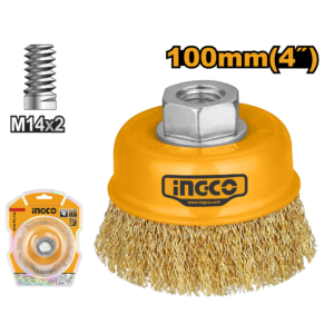 100mm Fine Wire Cup Brush with M14 Thread for Angle Grinders