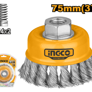 75mm Heavy-Duty Wire Cup Brush with M14 Thread for Aggressive Stripping
