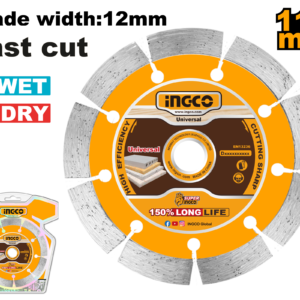 115mm (4-1/2") Continuous Rim Dry Diamond Tile Blade 12mm - Porcelain/Granite Wet/Dry, Blister