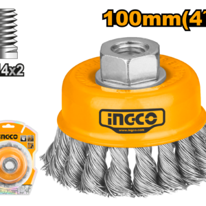 100mm Heavy-Duty Wire Cup Brush with M14 Thread for Industrial Cleaning