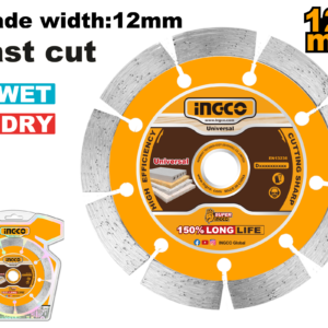 125mm (5") Dry Diamond Tile Cutting Blade 12mm Rim - Marble/Granite Wet/Dry, Double Blister