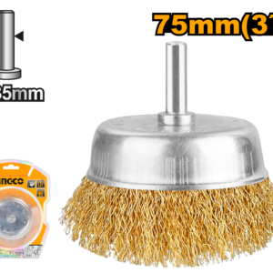 75mm Fine Wire Cup Brush with 1/4" Hex Shank for Drills