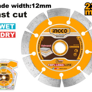 230mm (9") Dry Diamond Masonry Blade 12mm - Limestone/Block Wet/Dry, Double Blister