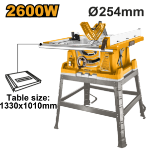 2600W Heavy-Duty Table Saw - 86mm@90°, 4-Leg Stand, 254mm