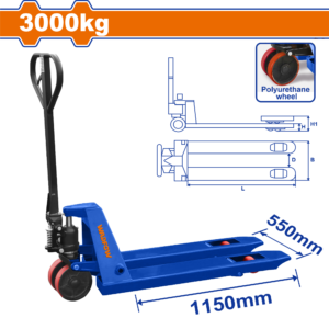 3000kg Heavy-Duty Pallet Truck - 550x1150mm Forks, 85-200mm Lift, Reinforced