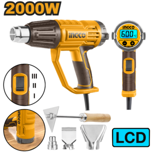 2000W LCD Digital Heat Gun - 600°C Precise, Memory Function, 4 Nozzles