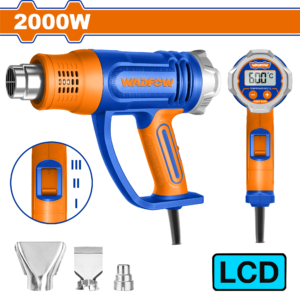 2000W LCD Heat Gun - 600°C Digital, 450 L/min, 3 Nozzles