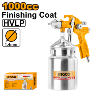 HVLP Pneumatic Spray Gun - 1.4mm Nozzle, 1000cc Cup, Multi-Connector
