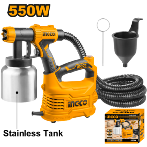 550W HVLP Spray Gun Stainless Cup - 850mL/min, 800ml SS, Strap