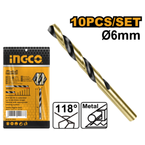 6.0mm High-Speed Steel (HSS) Drill Bit 10-Pack for Metal and Wood