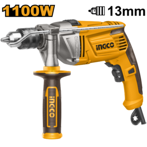 1100W Impact Drill Aluminum Gearbox - 2800 RPM, 13mm, Extra Brushes
