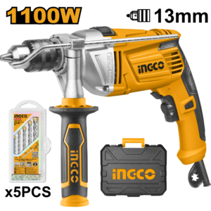 1100W Impact Drill Kit with BMC C4 - 2800 RPM, 13mm, 5 Masonry Bits