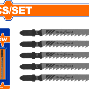 5-Pack Clean Wood Jigsaw Blades 6TPI - 74mm HCS, Ground & Tapered, 10-45mm Panels