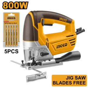 800W Jigsaw - 3000 SPM, 100mm Wood/10mm Steel, 5 Blades