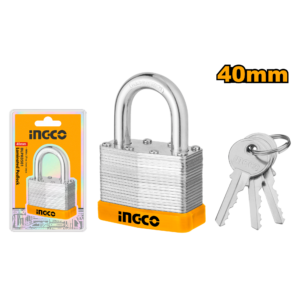 40mm Laminated Steel Padlock C72 - 186g, Nickel-Plated, Brass Cylinder, 3 Iron Keys