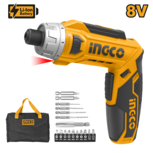 Versatile 8V Cordless Screwdriver with Bits and LED Light