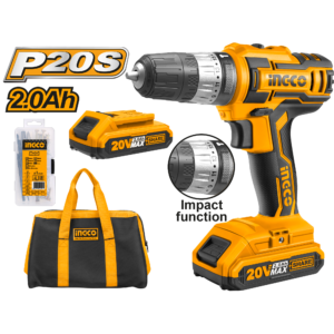 20V Cordless Impact Drill Kit C5 - 45Nm, Dual 2.0Ah Batteries, 50 Accessories, Canvas Bag