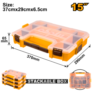 14.5" Large Stackable Tool Organizer - 370x290x65mm, PP Material, Custom Dividers