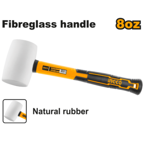 8oz White Non-Spark Rubber Mallet P10C40 - 220g, Soft Head, Fiberglass Handle