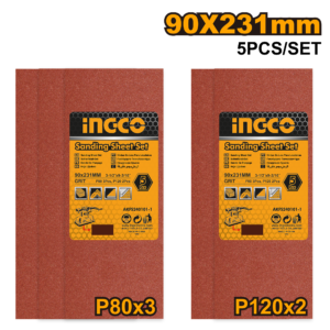 5-Pack 1/3 Sheet Sander Papers 90x231mm P25C100 - 3x P80 + 2x P120, FS3208 Compatible