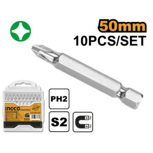 10pcs PH2, 50mm Screwdriver Bits Set – S2 Steel