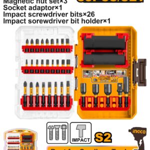 33-Piece Impact Driver Bit & Socket Set - Cr-Mo, 25/50mm Bits + Magnetic Nuts, Blister